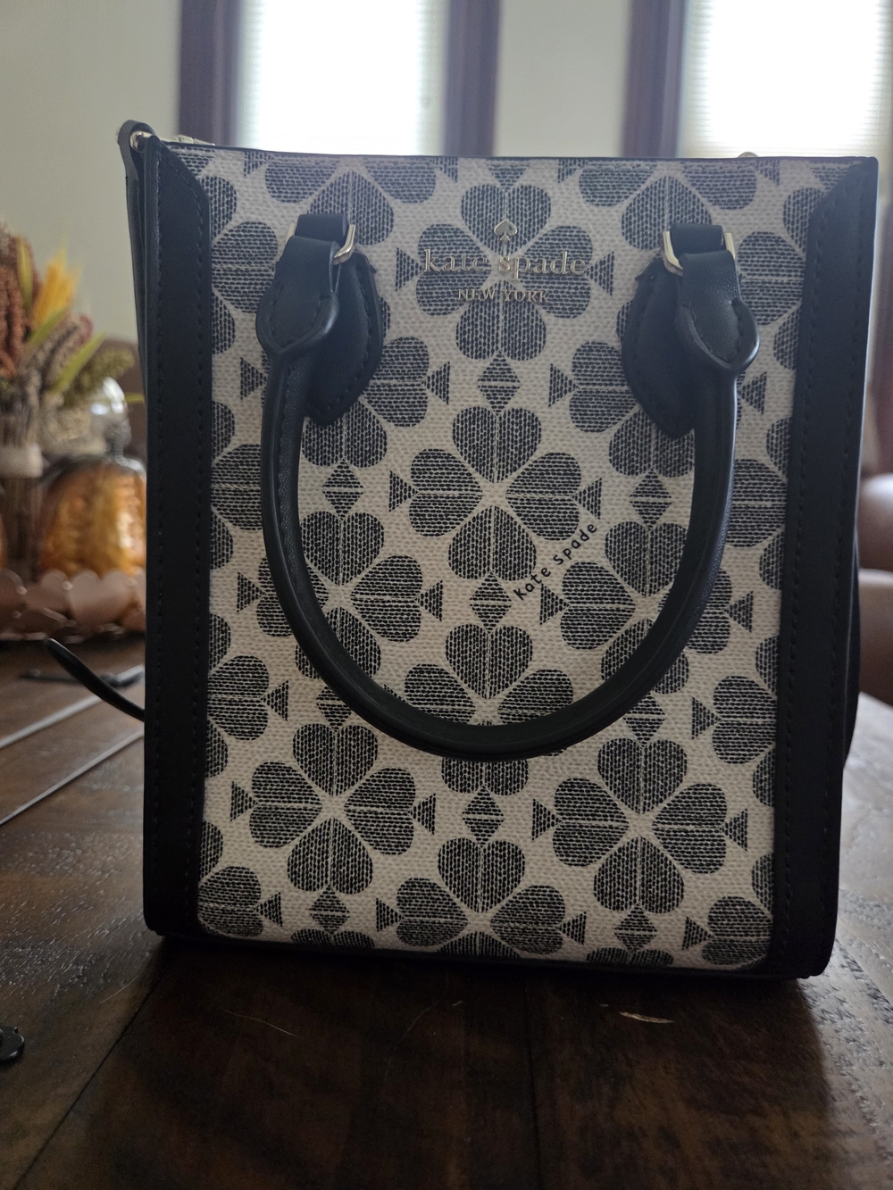 Kate Spade Black & Cream Floral Mini Tote